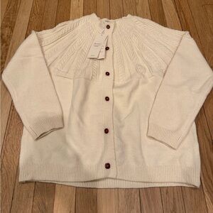 DOKOTOO Elegant Cream Button-Up Sweater NWT